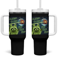 Funny Alien Raccoon Meme Tumbler With Handle Glerp Glorp Brainrot Stupid Gift - Wonder Print Shop
