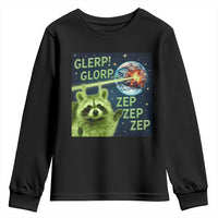 Funny Alien Raccoon Meme Youth Sweatshirt Glerp Glorp Brainrot Stupid Gift - Wonder Print Shop