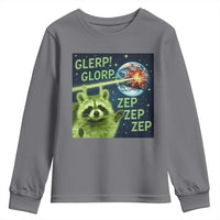 Funny Alien Raccoon Meme Youth Sweatshirt Glerp Glorp Brainrot Stupid Gift - Wonder Print Shop
