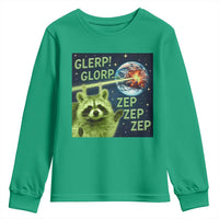 Funny Alien Raccoon Meme Youth Sweatshirt Glerp Glorp Brainrot Stupid Gift - Wonder Print Shop