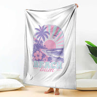 Beach Bum Throw Blanket Summer Vacation Beach Lover Surf Wave Vintage Tropical Sunset Aesthetic