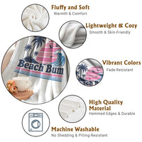 Beach Bum Throw Blanket Retro Summer Vacation Surf Wave Tropical Sunset Aesthetic