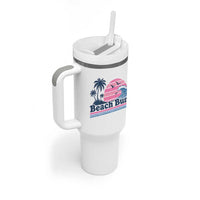 Beach Bum Tumbler With Handle Retro Summer Vacation Surf Wave Tropical Sunset Aesthetic