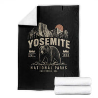 Vintage Yosemite National Park Throw Blanket Retro Bear Nature Wildlife Forest