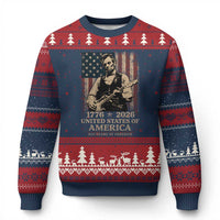 Vintage Abraham Lincoln Abe Lincoln Playing Guitar 250 Years Ugly Christmas Sweater 1776 2026 Humor Patriotic USA Flag