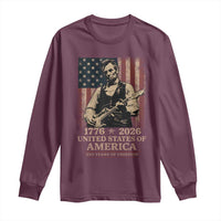Vintage Abraham Lincoln Abe Lincoln Playing Guitar 250 Years Long Sleeve Shirt 1776 2026 Humor Patriotic USA Flag