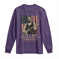 Vintage Abraham Lincoln Abe Lincoln Playing Guitar 250 Years Long Sleeve Shirt 1776 2026 Humor Patriotic USA Flag