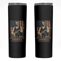 Vintage Abraham Lincoln Abe Lincoln Playing Guitar 250 Years Skinny Tumbler 1776 2026 Humor Patriotic USA Flag