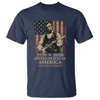 Vintage Abraham Lincoln Abe Lincoln Playing Guitar 250 Years T Shirt 1776 2026 Humor Patriotic USA Flag