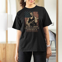 Vintage Abraham Lincoln Abe Lincoln Playing Guitar 250 Years T Shirt For Women 1776 2026 Humor Patriotic USA Flag