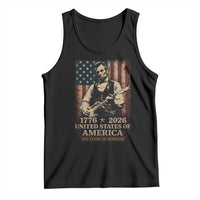 Vintage Abraham Lincoln Abe Lincoln Playing Guitar 250 Years Tank Top 1776 2026 Humor Patriotic USA Flag