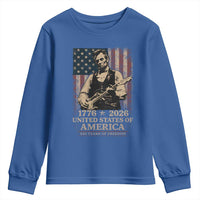Vintage Abraham Lincoln Abe Lincoln Playing Guitar 250 Years Youth Sweatshirt 1776 2026 Humor Patriotic USA Flag
