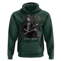 Vintage George Washington Playing Guitar 250 Years Hoodie 1776 2026 Humor Patriotic USA Flag