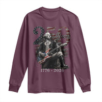 Vintage George Washington Playing Guitar 250 Years Long Sleeve Shirt 1776 2026 Humor Patriotic USA Flag