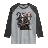 Vintage George Washington Playing Guitar 250 Years Raglan Shirt 1776 2026 Humor Patriotic USA Flag