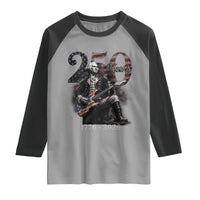 Vintage George Washington Playing Guitar 250 Years Raglan Shirt 1776 2026 Humor Patriotic USA Flag