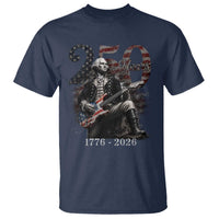 Vintage George Washington Playing Guitar 250 Years T Shirt 1776 2026 Humor Patriotic USA Flag