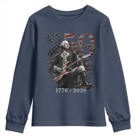 Vintage George Washington Playing Guitar 250 Years Youth Sweatshirt 1776 2026 Humor Patriotic USA Flag