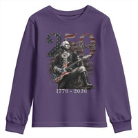 Vintage George Washington Playing Guitar 250 Years Youth Sweatshirt 1776 2026 Humor Patriotic USA Flag