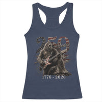 Vintage Bigfoot Playing Guitar 250 Years Racerback Tank Top 1776 2026 Bigfoot Patriotic USA Flag Sasquatch