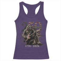 Vintage Bigfoot Playing Guitar 250 Years Racerback Tank Top 1776 2026 Bigfoot Patriotic USA Flag Sasquatch