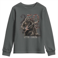 Vintage Bigfoot Playing Guitar 250 Years Youth Sweatshirt 1776 2026 Bigfoot Patriotic USA Flag Sasquatch