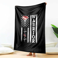 Cool Heart Surgery Warrior Throw Blanket Coronary Bypass Artery Open Heart Surgery Heartbeat American Flag