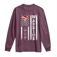 Cool Heart Surgery Warrior Long Sleeve Shirt Coronary Bypass Artery Open Heart Surgery Heartbeat American Flag