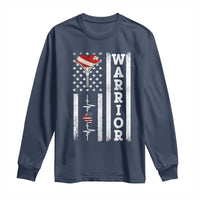 Cool Heart Surgery Warrior Long Sleeve Shirt Coronary Bypass Artery Open Heart Surgery Heartbeat American Flag