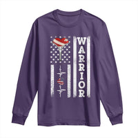 Cool Heart Surgery Warrior Long Sleeve Shirt Coronary Bypass Artery Open Heart Surgery Heartbeat American Flag