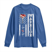 Cool Heart Surgery Warrior Long Sleeve Shirt Coronary Bypass Artery Open Heart Surgery Heartbeat American Flag