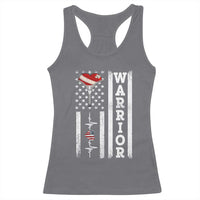 Cool Heart Surgery Warrior Racerback Tank Top Coronary Bypass Artery Open Heart Surgery Heartbeat American Flag