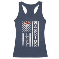 Cool Heart Surgery Warrior Racerback Tank Top Coronary Bypass Artery Open Heart Surgery Heartbeat American Flag