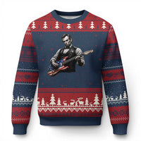 Vintage Abraham Lincoln Abe Lincoln Playing Guitar Ugly Christmas Sweater Humor Patriotic