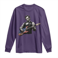 Vintage Abraham Lincoln Abe Lincoln Playing Guitar Long Sleeve Shirt Humor Patriotic