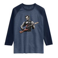 Vintage Abraham Lincoln Abe Lincoln Playing Guitar Raglan Shirt Humor Patriotic