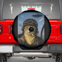 Cat Selfie With Alien UFO Spare Tire Cover Retro Space Sci-Fi Cat Pilot - Wonder Print Shop