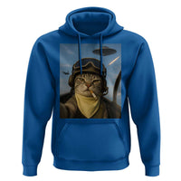 Cat Selfie With Alien UFO Hoodie Retro Space Sci-Fi Cat Pilot - Wonder Print Shop