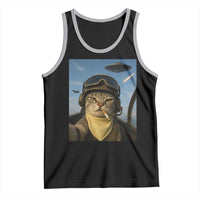 Cat Selfie With Alien UFO Tank Top Retro Space Sci-Fi Cat Pilot - Wonder Print Shop
