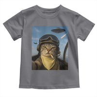 Cat Selfie With Alien UFO Toddler T Shirt Retro Space Sci-Fi Cat Pilot - Wonder Print Shop