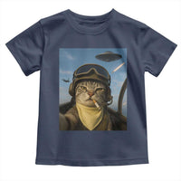 Cat Selfie With Alien UFO Toddler T Shirt Retro Space Sci-Fi Cat Pilot - Wonder Print Shop