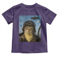 Cat Selfie With Alien UFO Toddler T Shirt Retro Space Sci-Fi Cat Pilot - Wonder Print Shop