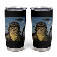 Cat Selfie With Alien UFO Tumbler Cup Retro Space Sci-Fi Cat Pilot - Wonder Print Shop