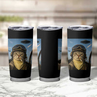 Cat Selfie With Alien UFO Tumbler Cup Retro Space Sci-Fi Cat Pilot - Wonder Print Shop
