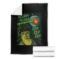 Funny UFO Alien Cat Selfie Throw Blanket Retro Space Sci-Fi Cat Pilot - Wonder Print Shop