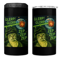 Funny UFO Alien Cat Selfie 4 in 1 Can Cooler Tumbler Retro Space Sci-Fi Cat Pilot - Wonder Print Shop