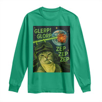 Funny UFO Alien Cat Selfie Long Sleeve Shirt Retro Space Sci-Fi Cat Pilot - Wonder Print Shop