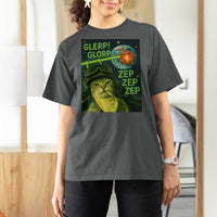 Funny UFO Alien Cat Selfie T Shirt For Women Retro Space Sci-Fi Cat Pilot - Wonder Print Shop