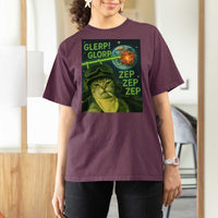 Funny UFO Alien Cat Selfie T Shirt For Women Retro Space Sci-Fi Cat Pilot - Wonder Print Shop