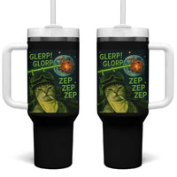 Funny UFO Alien Cat Selfie Tumbler With Handle Retro Space Sci-Fi Cat Pilot - Wonder Print Shop